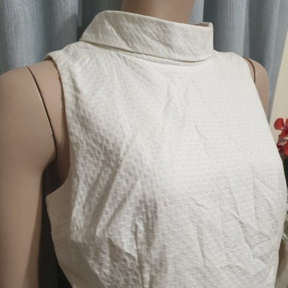 FOREVER21 US/UK-S AU 8-10 White Sleeveless Blouse w/ Brown Belt Zipped Back - Picture 4 of 14